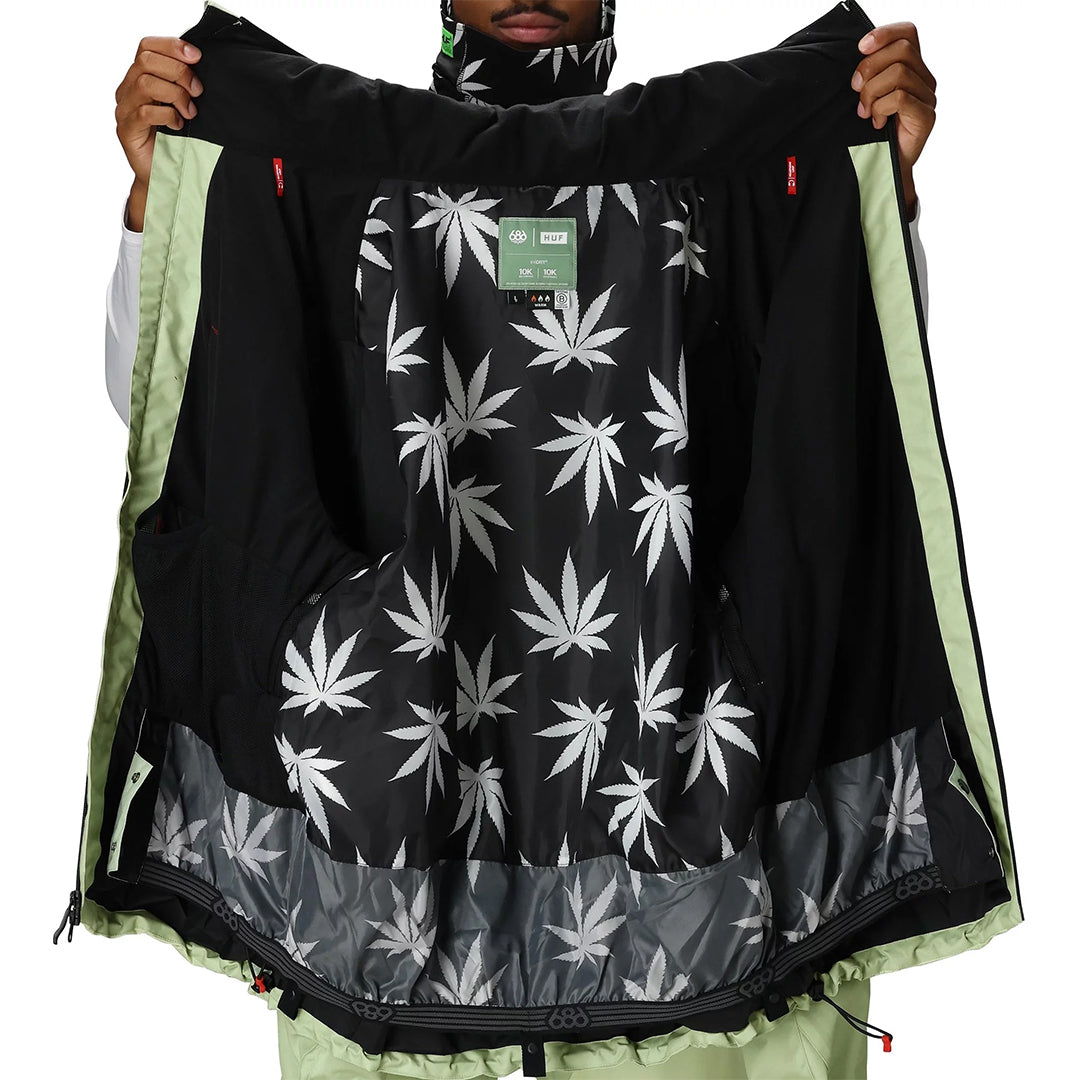 686 （シックス エイト シックス） | 686 X HUF DOUBLE H SHELL JACKE / HUF GREEN COLORBLOCK | スノーボード・スケートボードのTACTICS JAPAN