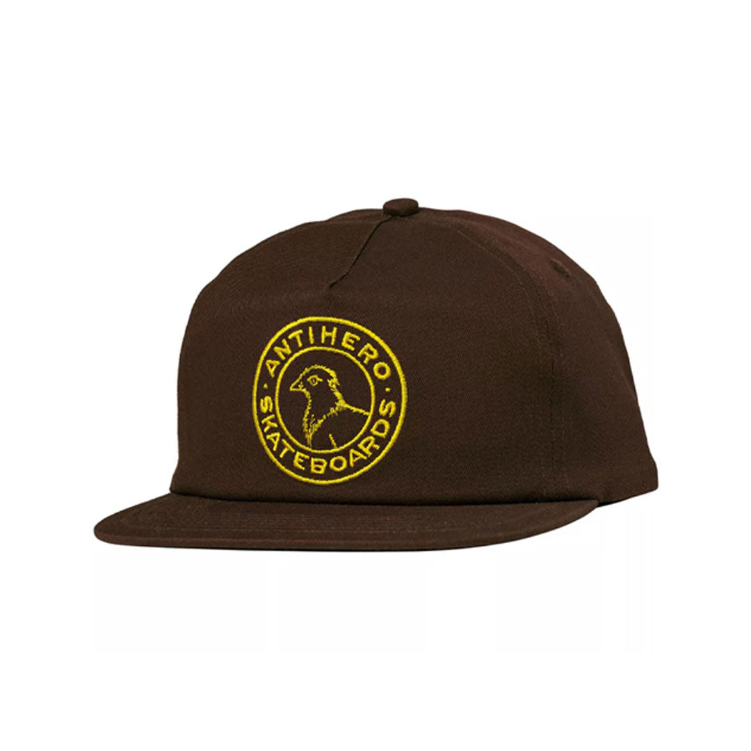 ANTIHERO SKATEBOARDS（アンタイヒーロー スケートボード）| BASIC PIGEON ROUND SNAPBACK / DK BROWN/GOLD | スノーボード・スケートボードのTACTICS JAPAN