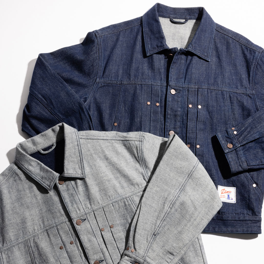DIME（ダイム）| PLEATED DENIM JACKET / REVERSED INDIGO | スノーボード・スケートボードのTACTICS JAPAN