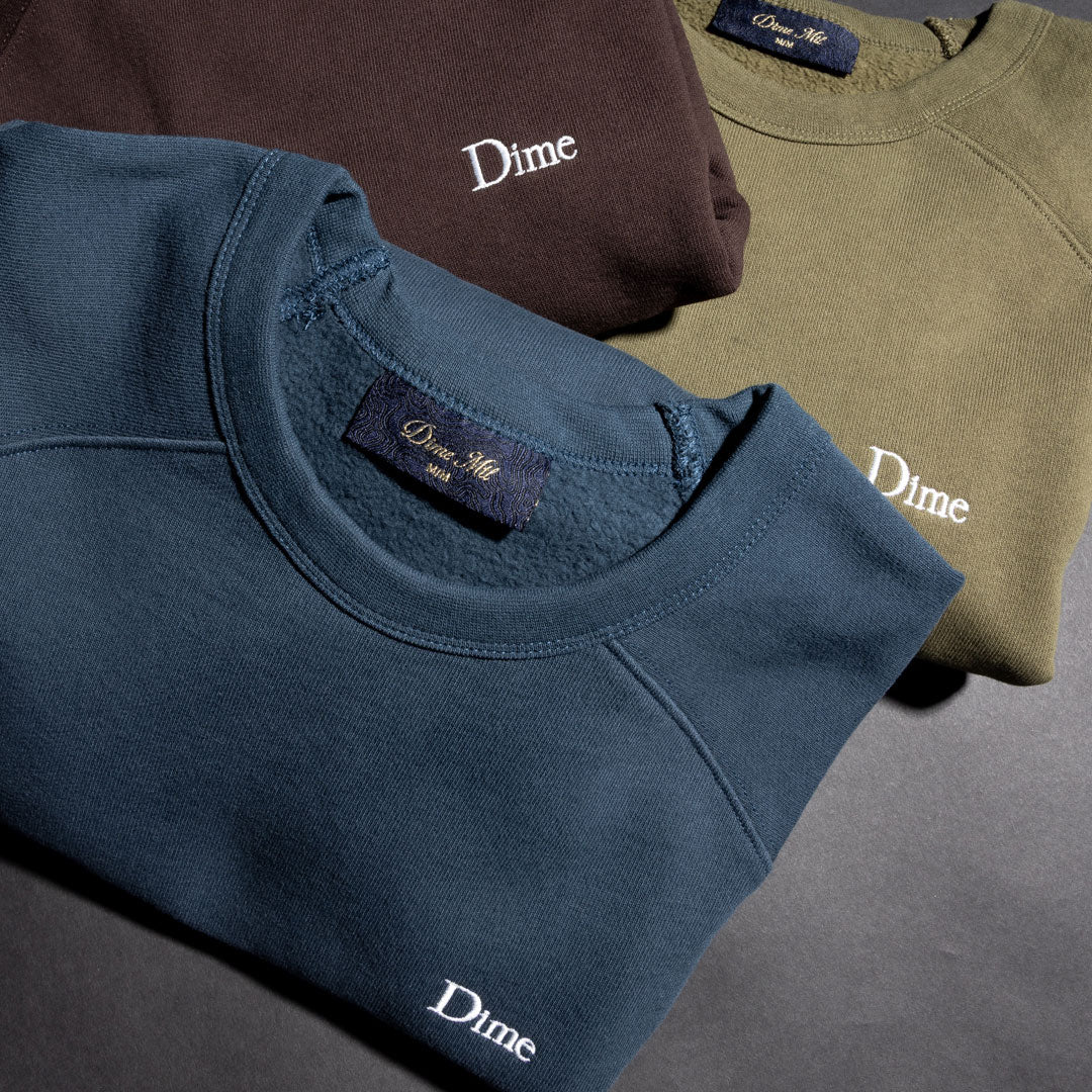 DIME（ダイム）| CLASSIC SMALL LOGO CREWNECK / DARK BROWN | スノーボード・スケートボードのTACTICS JAPAN