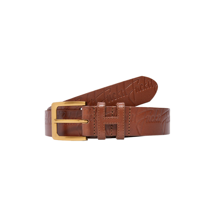 FUCK IT LEATHER BELT / TEAK