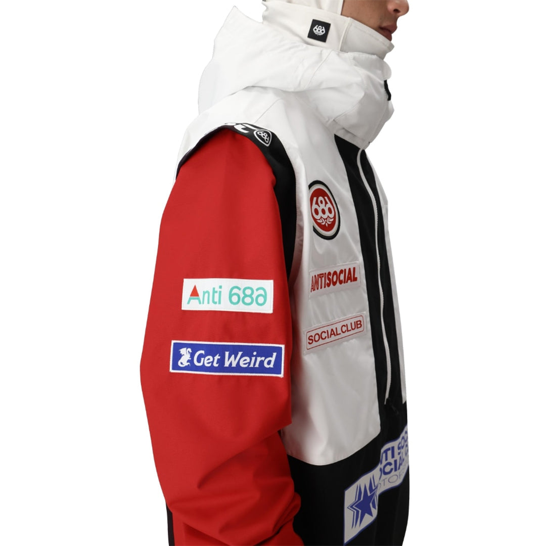 686 （シックス エイト シックス） | ASSC WHITE COLORBLOCK F1 SHELL ANORAK / ASSC WHITE COLORBLOCK | スノーボード・スケートボードのTACTICS JAPAN