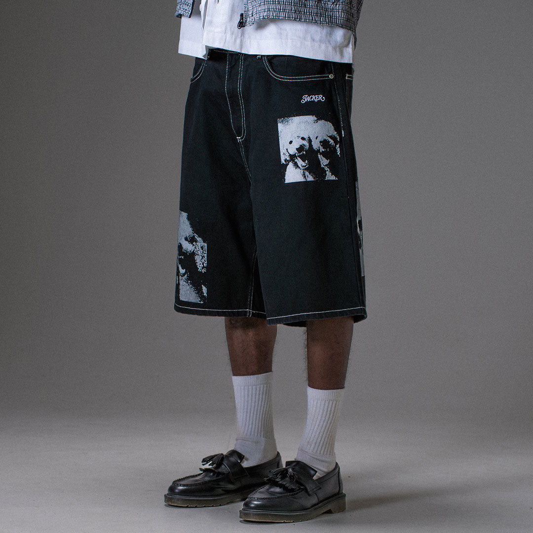 JACKER（ジャッカー）| BAGGY SHORT POODLE PALS / BLACK | スノーボード・スケートボードのTACTICS JAPAN