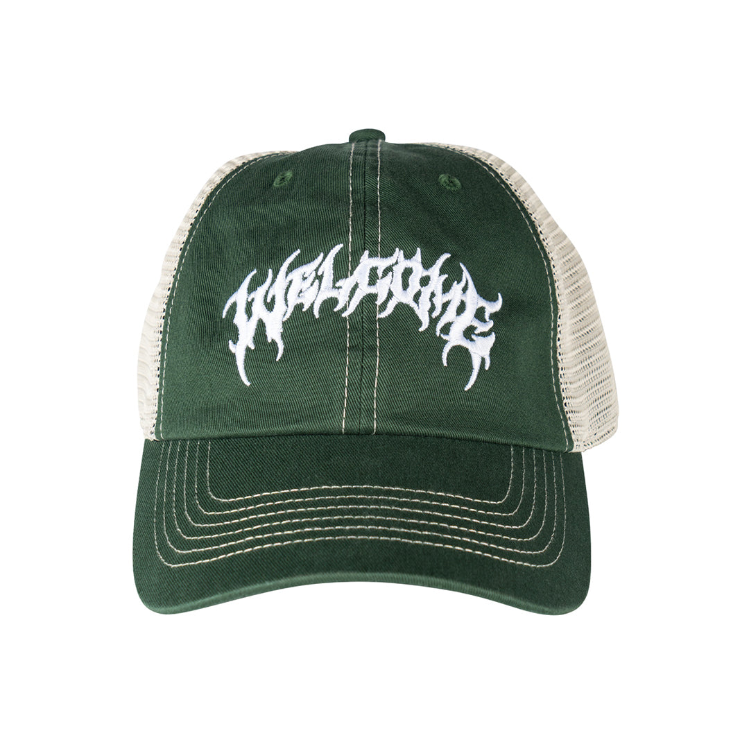 WELCOME SKATEBOARDS（ウェルカム スケートボード）| BARB CONTRAST LOW-PROFILE TRUCKER / GREEN / OFF-WHITE MESH | スノーボード・スケートボードのTACTICS JAPAN