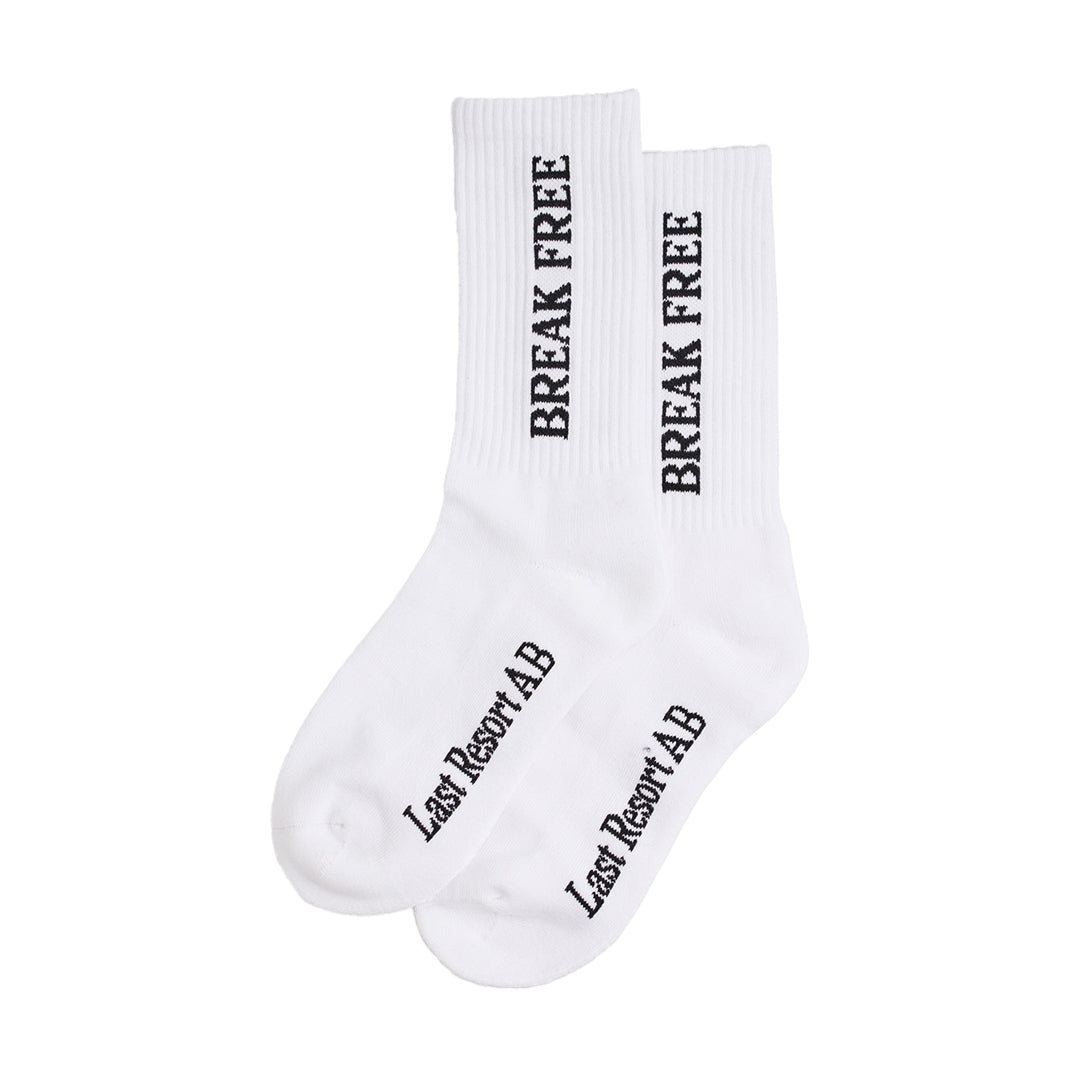 LAST RESORT AB（ラストリゾート エービー）| CREW SOCK-BREAK FREE / WHITE/BLACK | スノーボード・スケートボードのTACTICS JAPAN