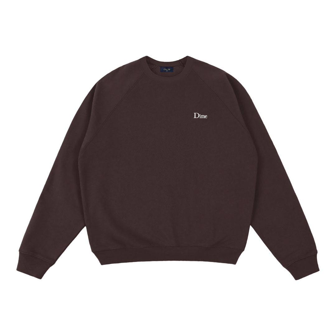 DIME（ダイム）| CLASSIC SMALL LOGO CREWNECK / DARK BROWN | スノーボード・スケートボードのTACTICS JAPAN