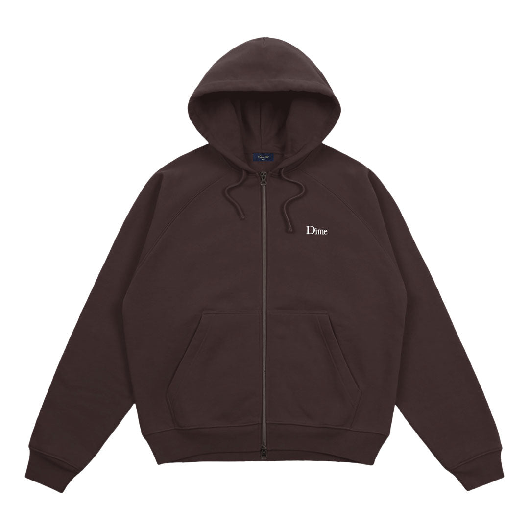 DIME（ダイム）| CLASSIC SMALL LOGO ZIP HOODIE / DARK BROWN | スノーボード・スケートボードのTACTICS JAPAN