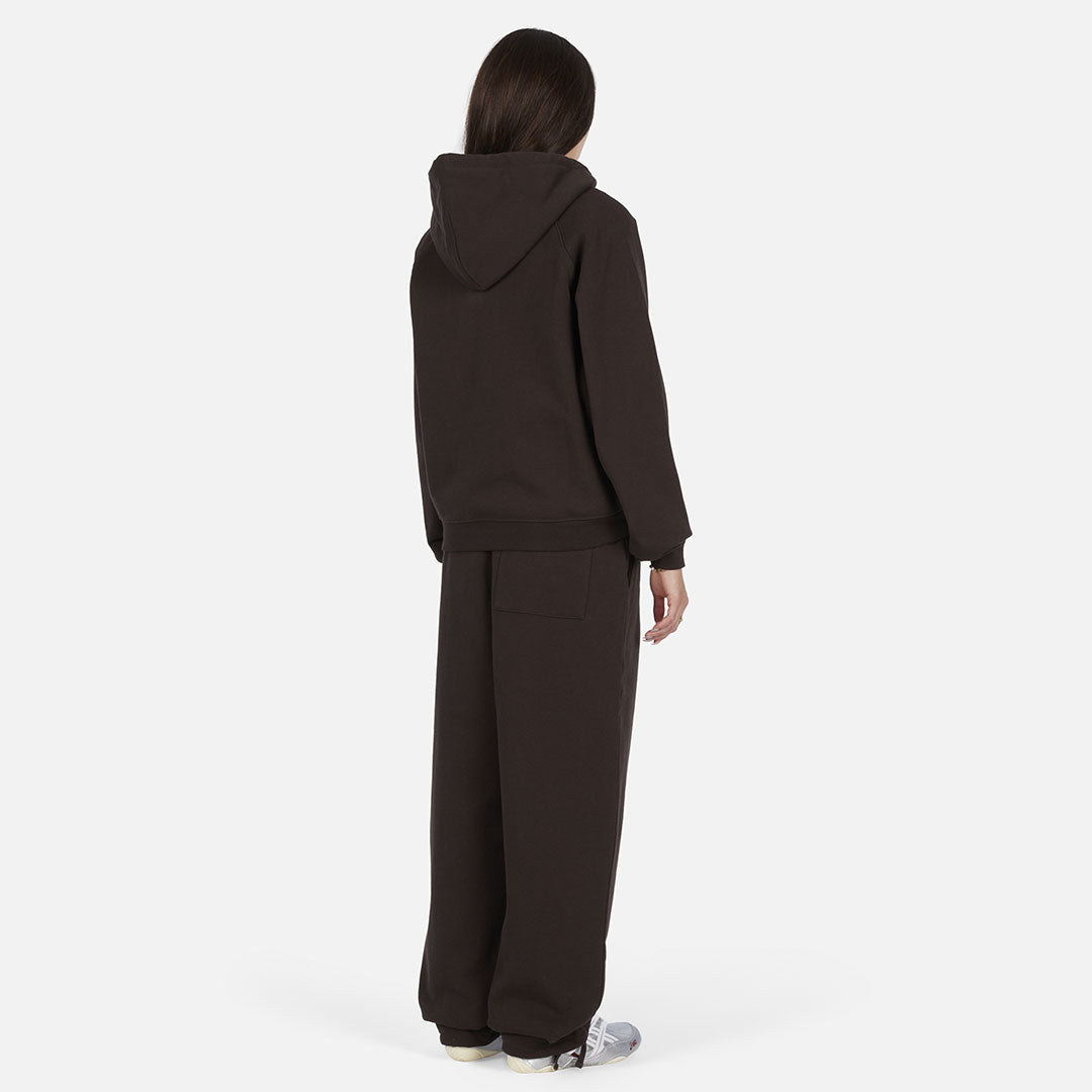 CLASSIC SMALL LOGO ZIP HOODIE / DARK BROWN