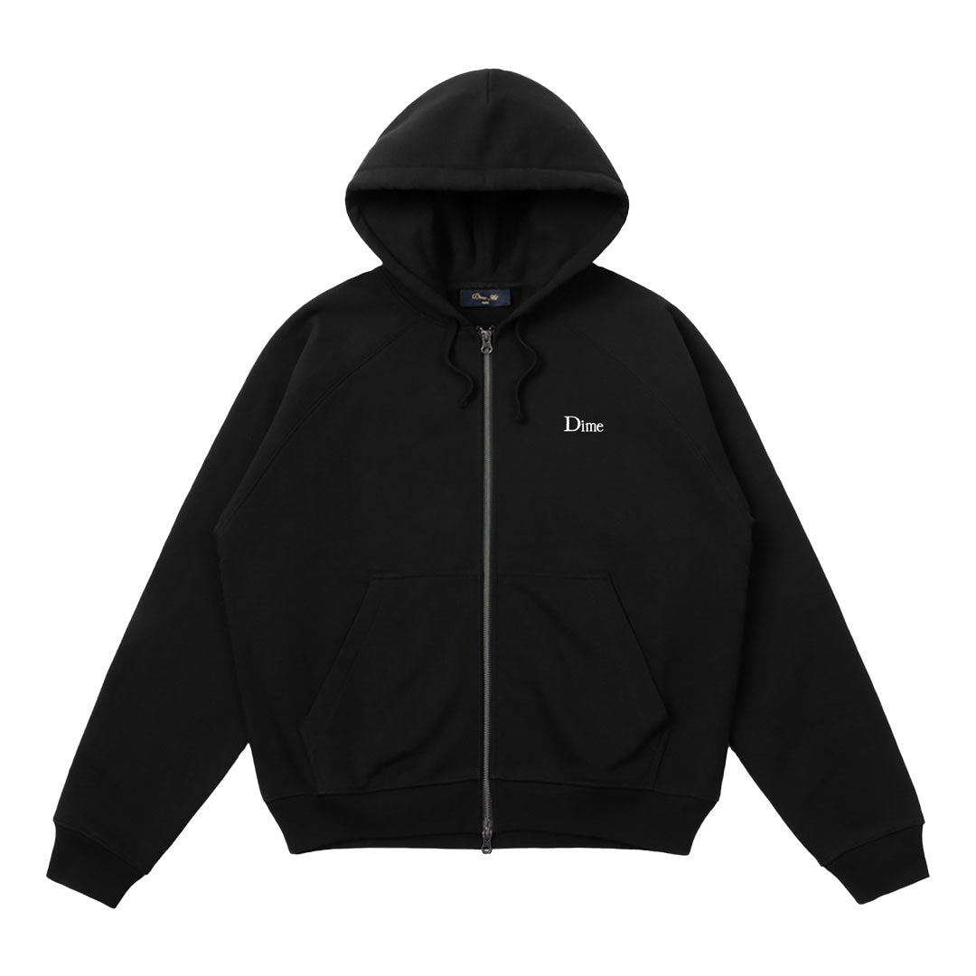 DIME（ダイム）| CLASSIC SMALL LOGO ZIP HOODIE / BLACK | スノーボード・スケートボードのTACTICS JAPAN