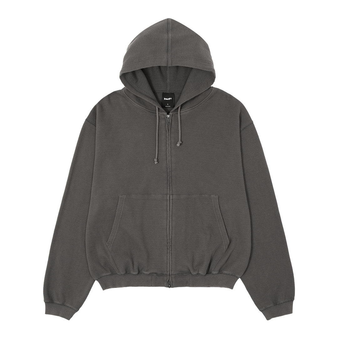 HUF（ハフ）| CROP THERMAL FULL ZIP HOODIE / CHARCOAL | スノーボード・スケートボードのTACTICS JAPAN