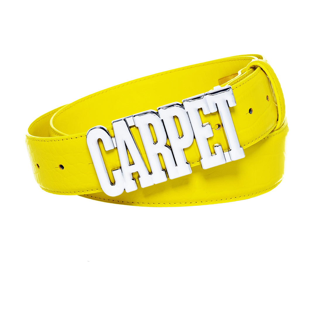 CARPET CROCSKIN LEATHER BELT / YELLOW