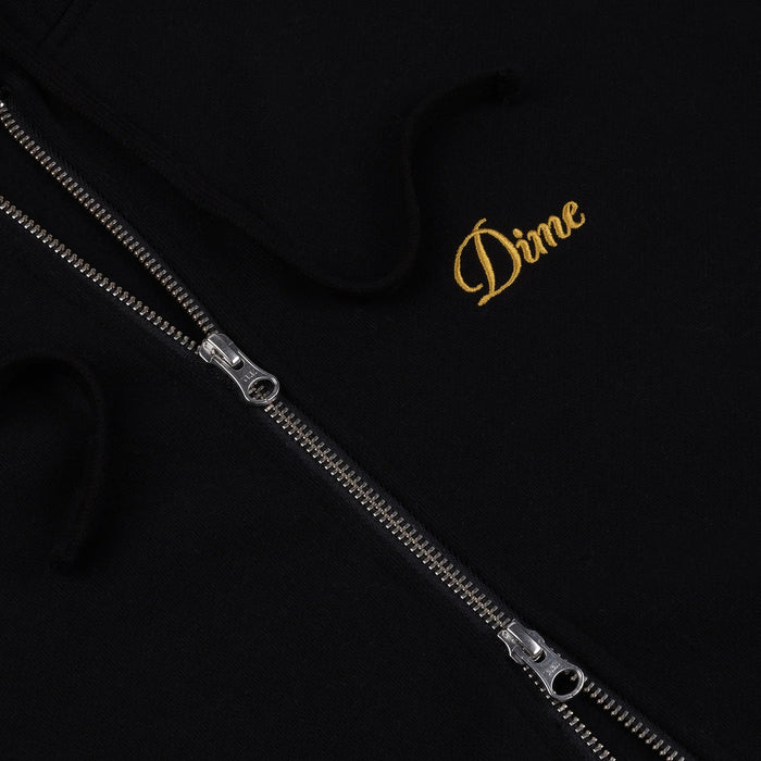 CURSIVE SMALL LOGO ZIP-HOODIE / BLACK