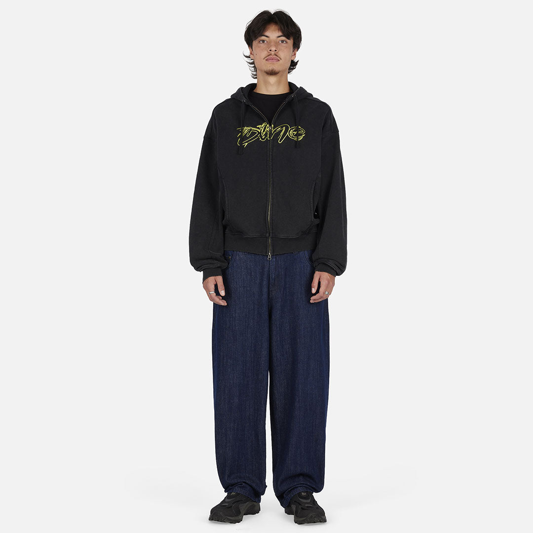 DIME（ダイム）| DISTRESSED TERRY ZIP HOODIE / ACID BLACK | スノーボード・スケートボードのTACTICS JAPAN