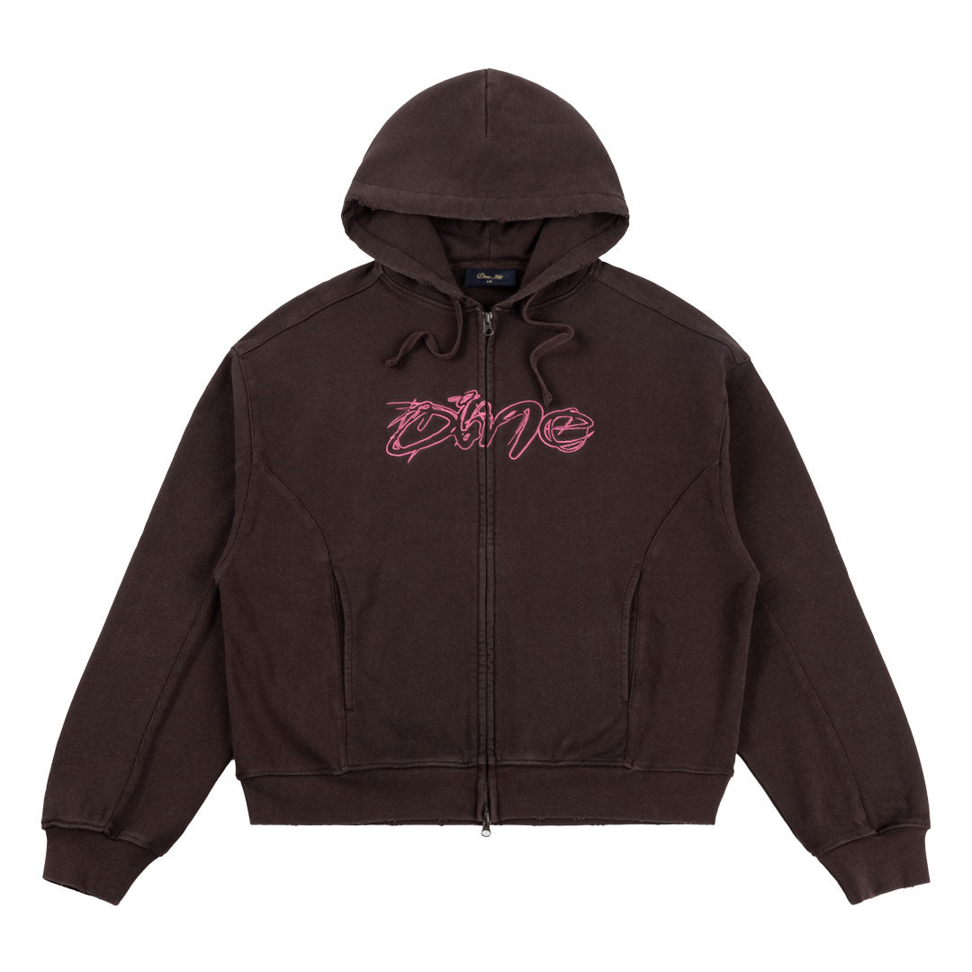 DIME（ダイム）| DISTRESSED TERRY ZIP HOODIE / ACID BROWN | スノーボード・スケートボードのTACTICS JAPAN