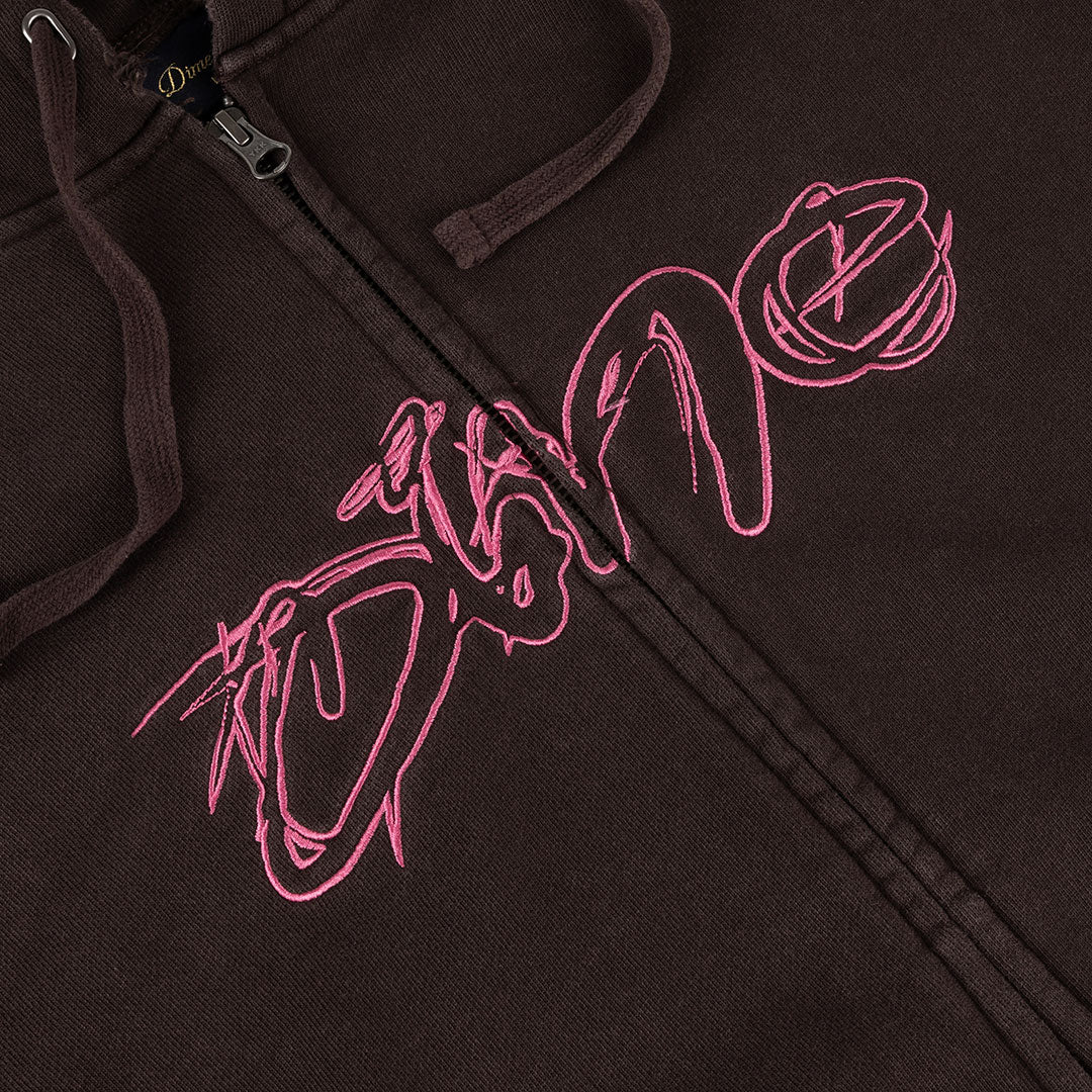 DIME（ダイム）| DISTRESSED TERRY ZIP HOODIE / ACID BROWN | スノーボード・スケートボードのTACTICS JAPAN