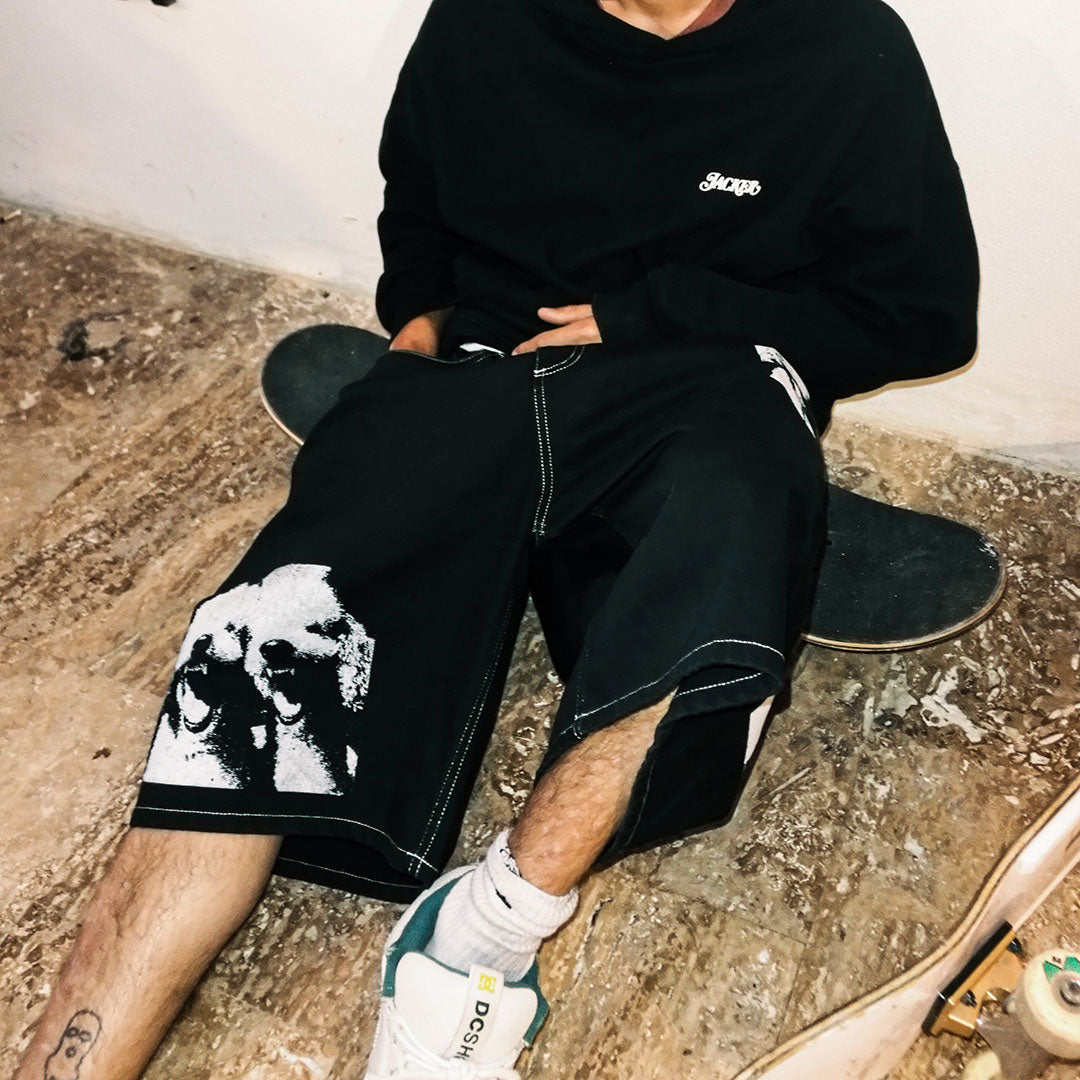 JACKER（ジャッカー）| BAGGY SHORT POODLE PALS / BLACK | スノーボード・スケートボードのTACTICS JAPAN