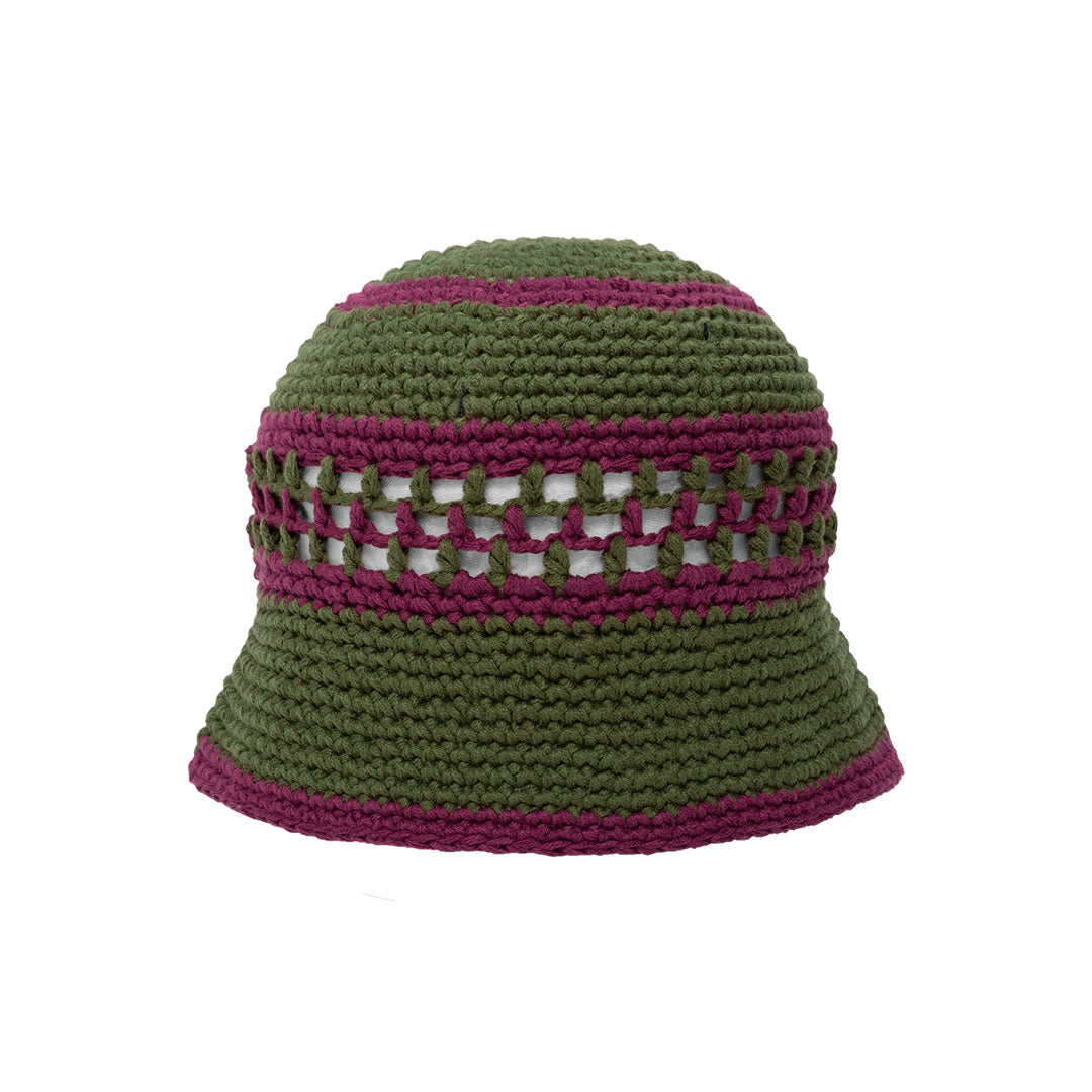 DUAL MESH CROCHET HAT / OLIVE