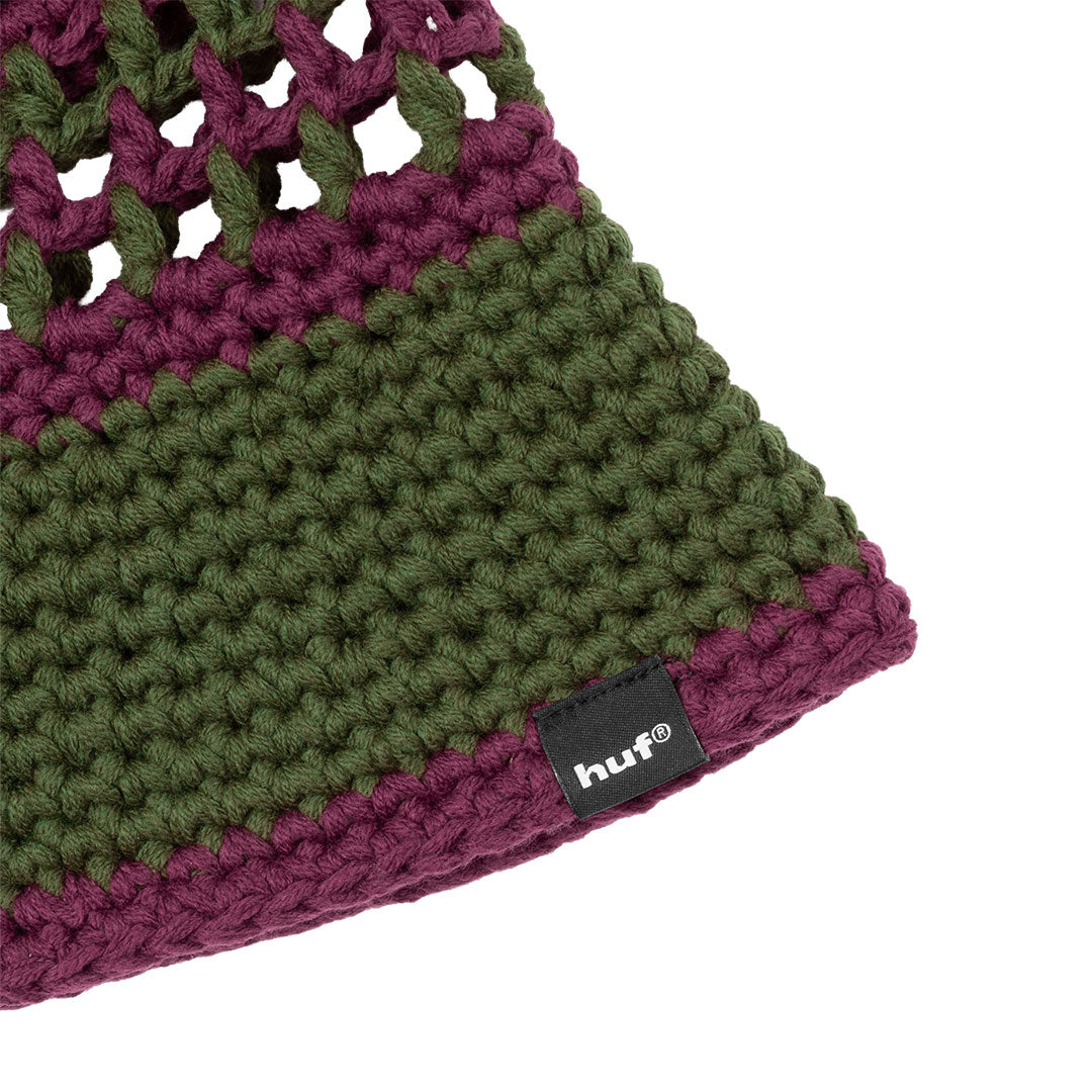 DUAL MESH CROCHET HAT / OLIVE