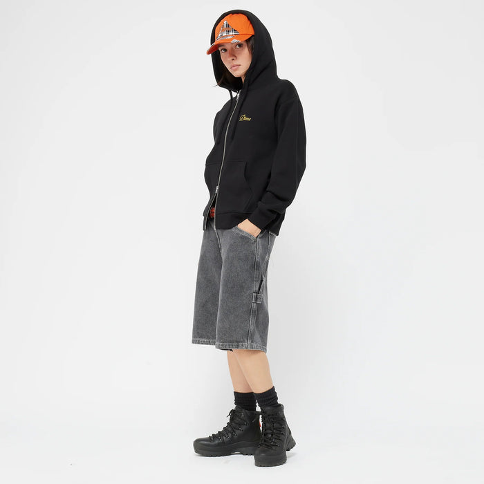 CURSIVE SMALL LOGO ZIP-HOODIE / BLACK