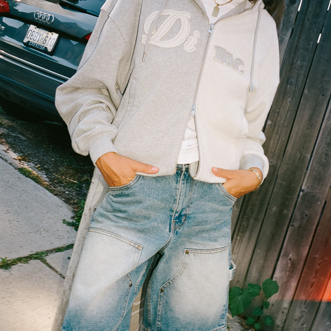 DIME MTL（ダイム モントリオール）| REVERSE FRENCH TERRY ZIP HOODIE / HEATHER GRAY | スノーボード・スケートボードのTACTICS JAPAN