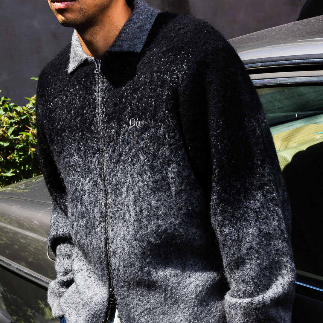 DIME（ダイム）| MOHAIR DOUBLE ZIP KNIT / BLACK/CHARCOAL