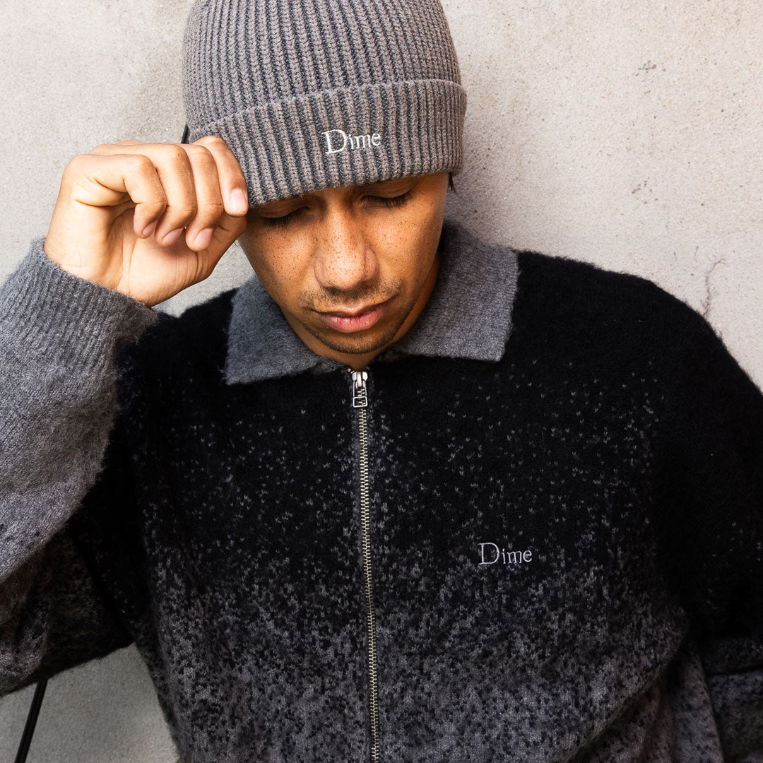 DIME（ダイム）| MOHAIR DOUBLE ZIP KNIT / BLACK/CHARCOAL