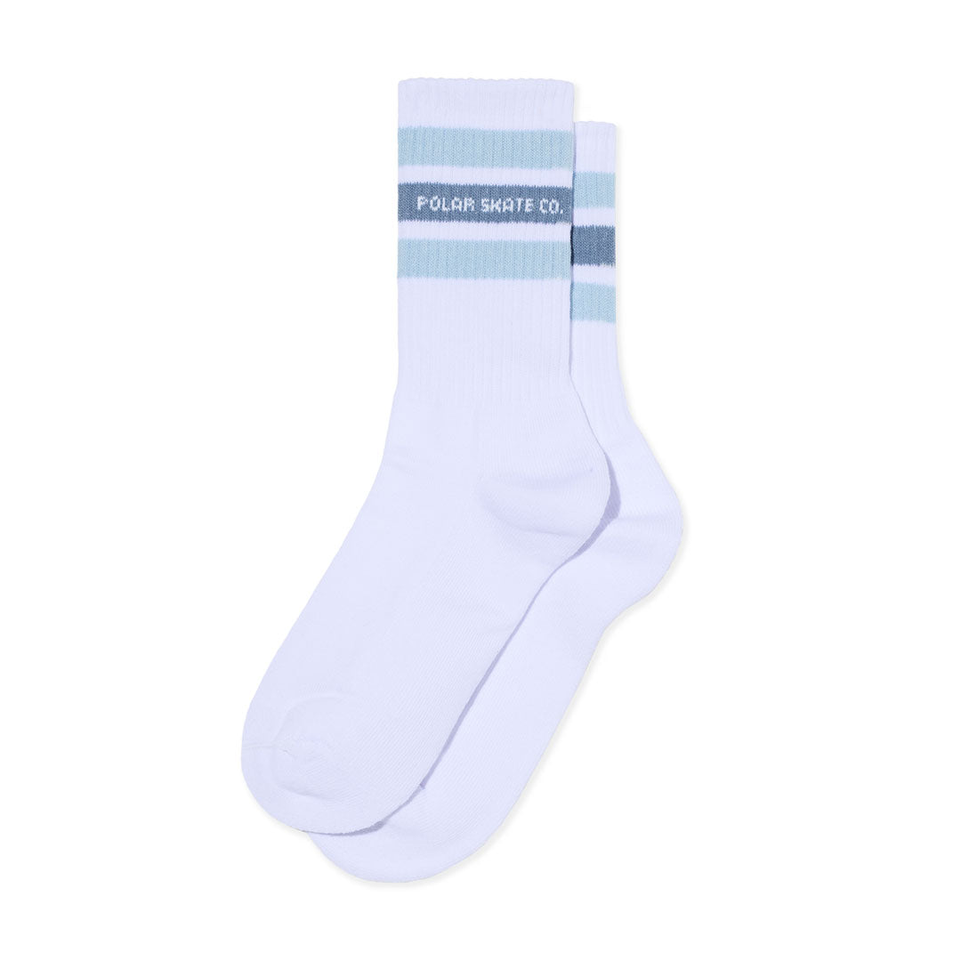 POLAR SKATE CO.（ポーラー スケート カンパニー）| RIB SOCKS FAT STRIPE / WHITE/LIGHT BLUE | スノーボード・スケートボードのTACTICS JAPAN