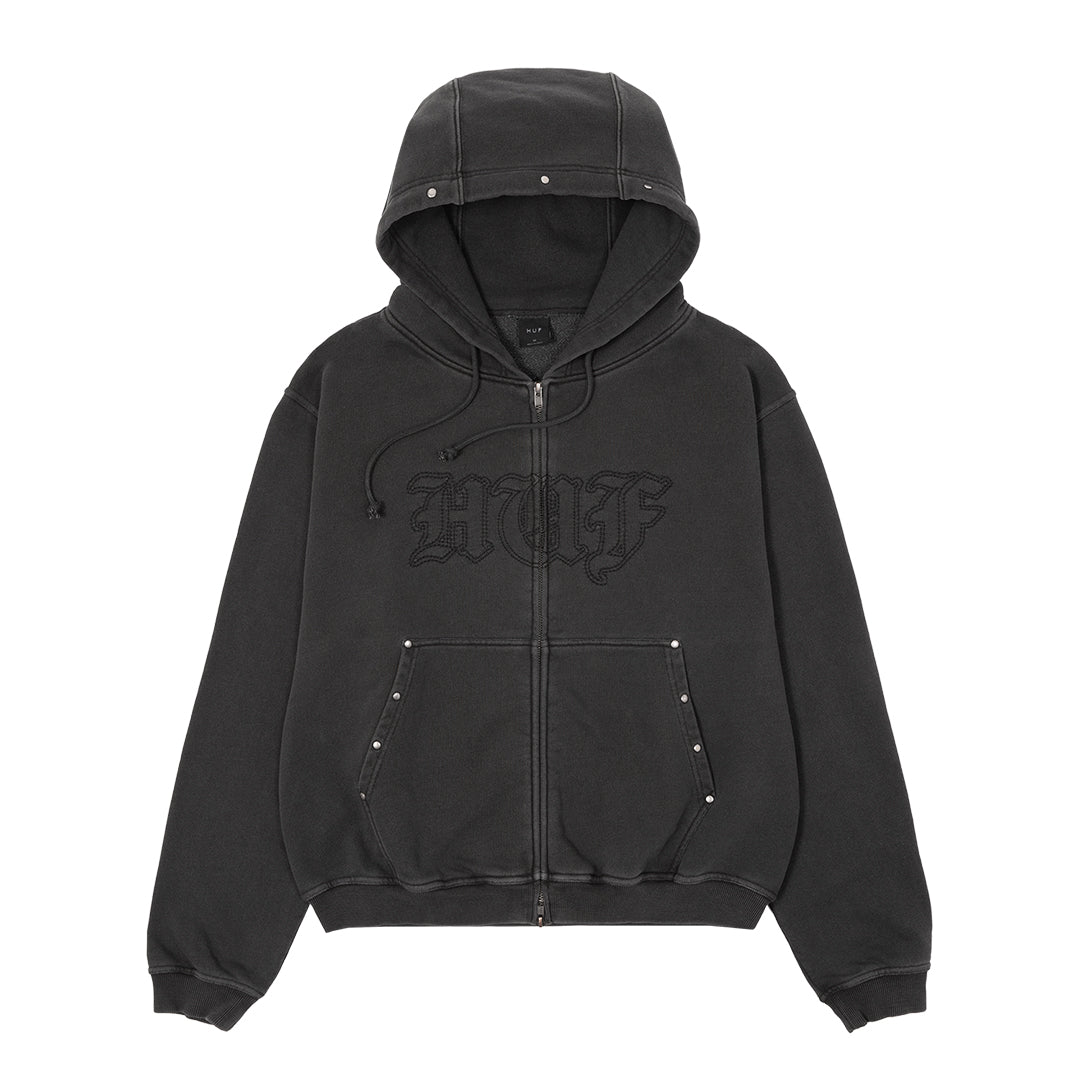 HUF WORLDWIDE（ハフ ワールドワイド）| STUDDED F/Z HOODIE / BLACK | スノーボード・スケートボードのTACTICS JAPAN
