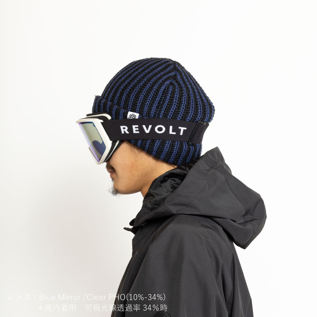 REVOLT OPTICAL（リボルト オプティカル）| FLAT LIGHT FLAME BONE WHITE BLACK / BLUE MIRROR/CLEAR PHO | スノーボード・スケートボードのTACTICS JAPAN