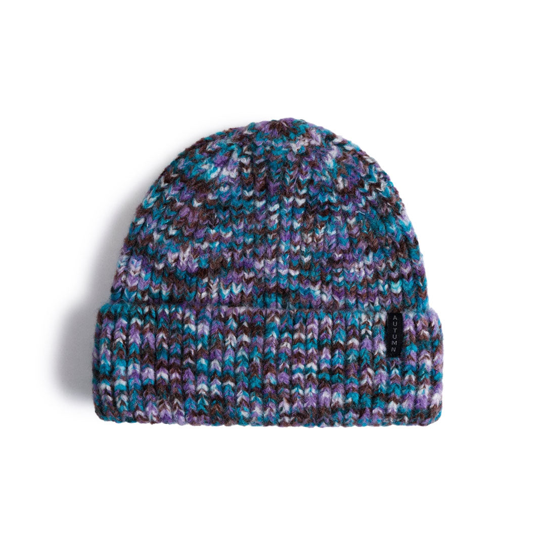 MARBLE KNIT BEANIE / PLUM