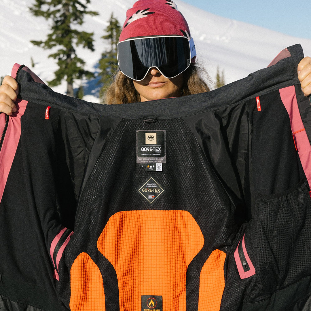 686 （シックス エイト シックス） | WOMEN'S GORE-TEX SKYLINE THERMAGRAPH JACKET / ROSEWOOD | スノーボード・スケートボードのTACTICS JAPAN