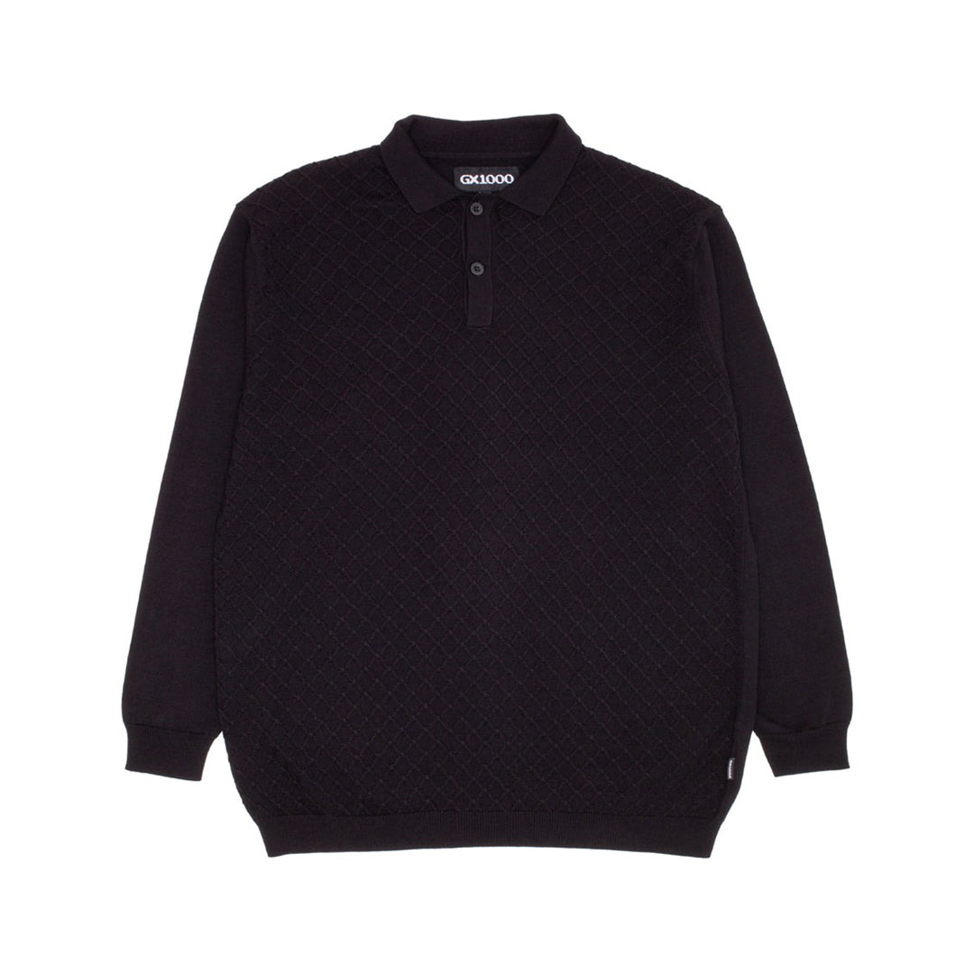 GX1000（ジーエックス ワンサウザンド）| POLO KNIT LONG SLEEVE / BLACK | スノーボード・スケートボードのTACTICS JAPAN