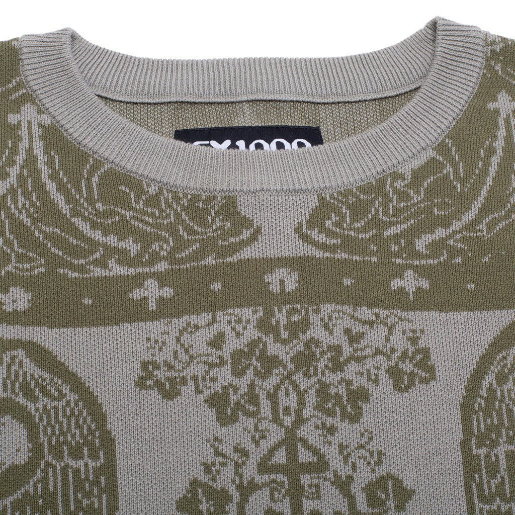 GX1000（ジーエックス ワンサウザンド）| JACQUARD KNIT ANGEL SWEATER / GRAY/GREEN | スノーボード・スケートボードのTACTICS JAPAN