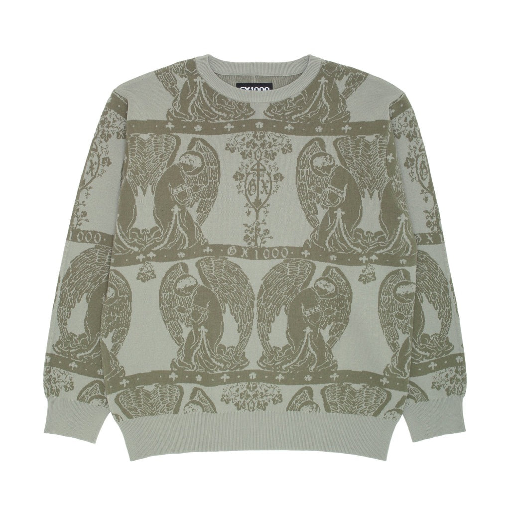 GX1000（ジーエックス ワンサウザンド）| JACQUARD KNIT ANGEL SWEATER / GRAY/GREEN | スノーボード・スケートボードのTACTICS JAPAN