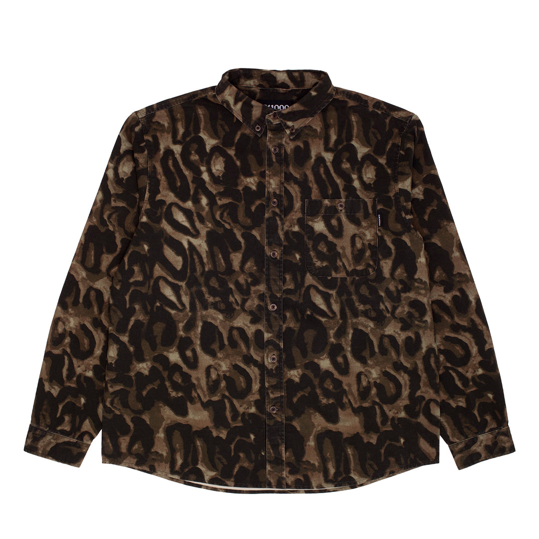 GX1000（ジーエックス ワンサウザンド）| LONG SLEEVE BUTTON DOWN / BROWN LEOPARD CAMO | スノーボード・スケートボードのTACTICS JAPAN