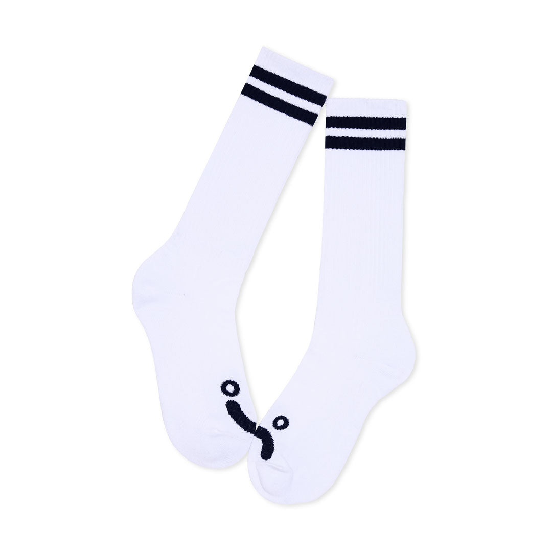 POLAR SKATE CO.（ポーラー スケート カンパニー）| RIB SOCKS LONG HAPPY SAD / NAVY/WHITE | スノーボード・スケートボードのTACTICS JAPAN