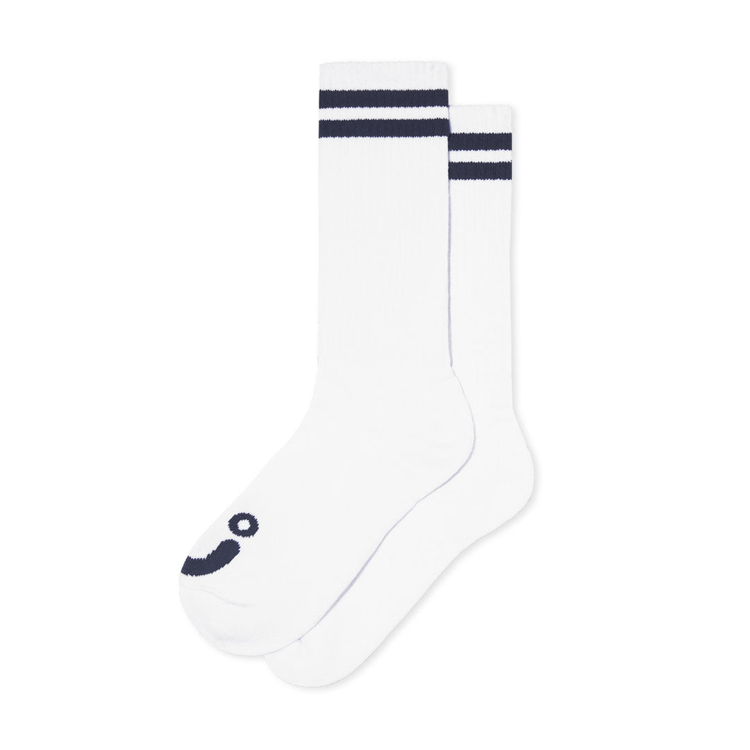 POLAR SKATE CO.（ポーラー スケート カンパニー）| RIB SOCKS LONG HAPPY SAD / NAVY/WHITE | スノーボード・スケートボードのTACTICS JAPAN