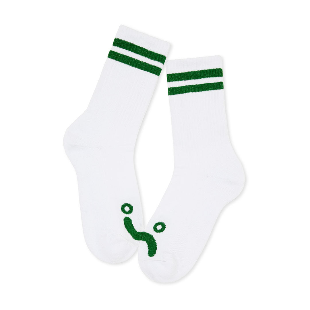 POLAR SKATE CO.（ポーラー スケート カンパニー）| RIB SOCKS HAPPY SAD / WHITE/GREEN | スノーボード・スケートボードのTACTICS JAPAN