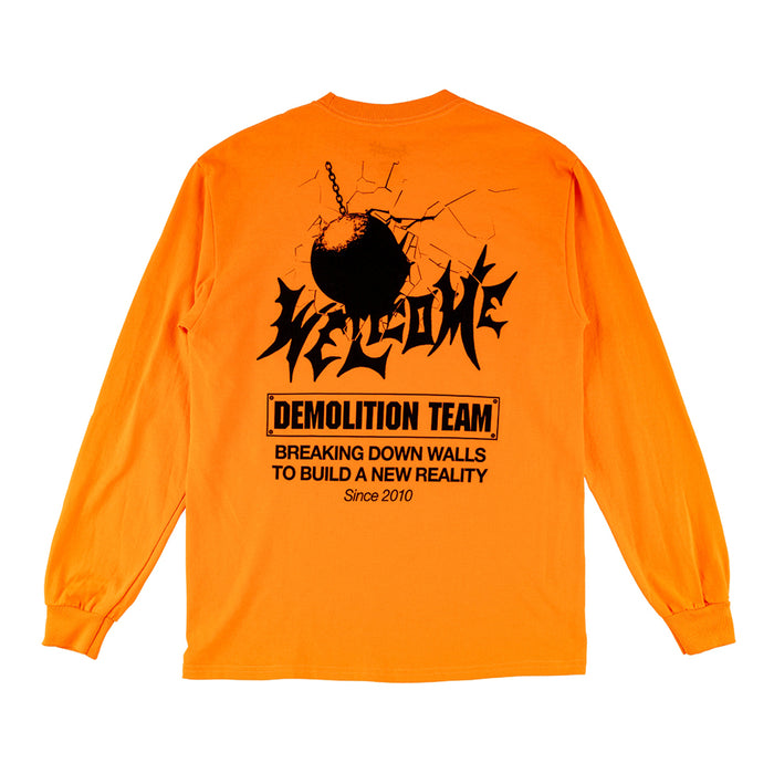 WELCOME SKATEBOARDS（ウェルカム スケートボード）| DEMOLITION L/S TEE / ORANGE | スノーボード・スケートボードのTACTICS JAPAN