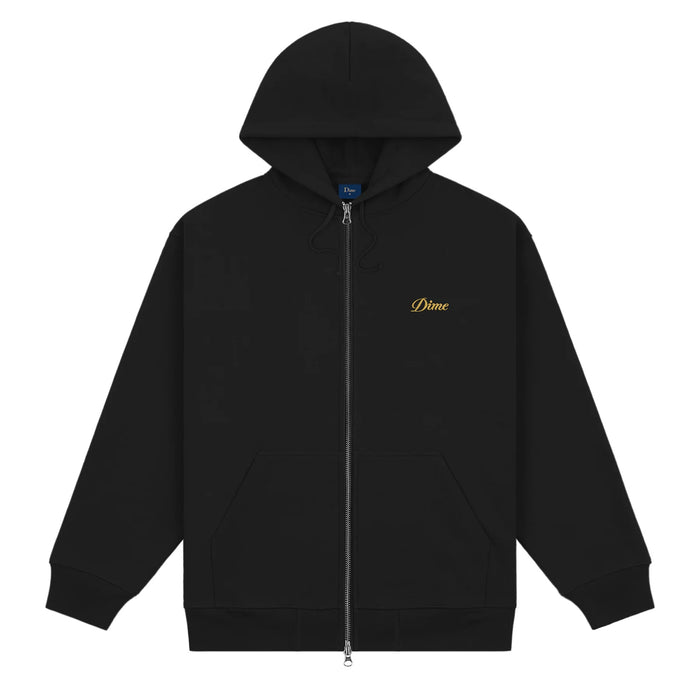 CURSIVE SMALL LOGO ZIP-HOODIE / BLACK