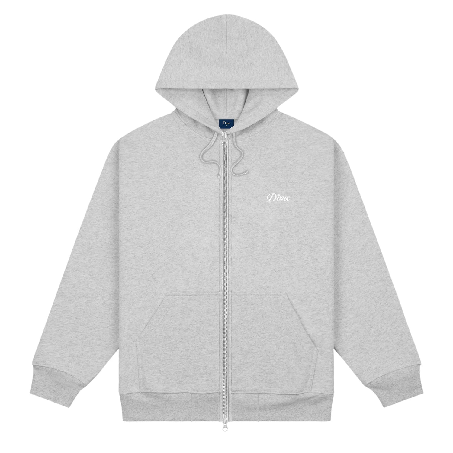 CURSIVE SMALL LOGO ZIP-HOODIE / GREY