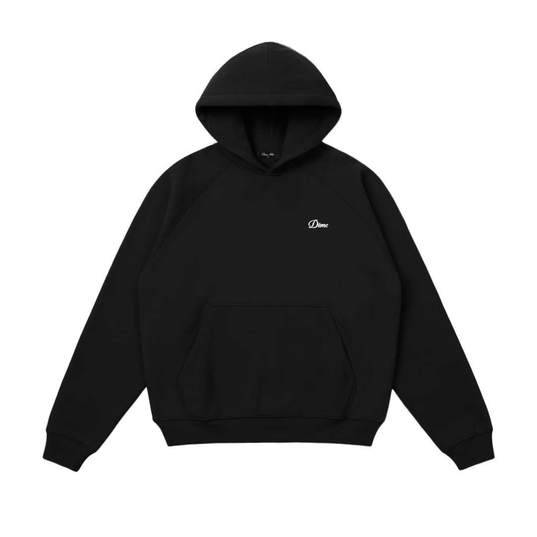 DIME MTL（ダイム モントリオール）| CURSIVE SMALL LOGO HOODIE / BLACK | スケートボード・スノーボードのTACTICS JAPAN