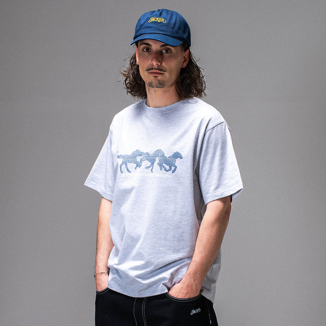 JACKER（ジャッカー）| HORSE POWER T-SHIRT / HEATHER GREY | スノーボード・スケートボードのTACTICS JAPAN