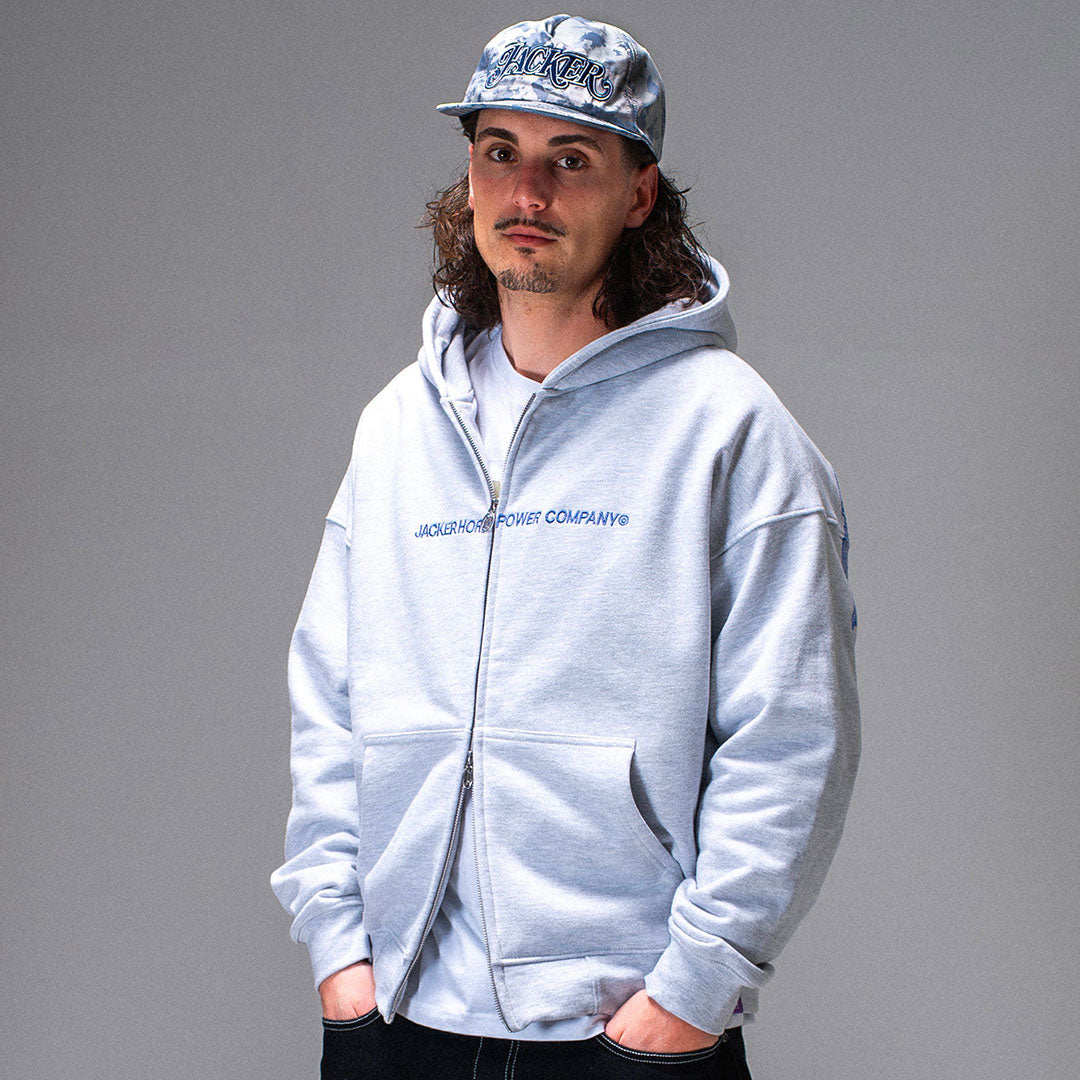 JACKER（ジャッカー）| HORSE POWER ZIP HOODIE / GREY | スノーボード・スケートボードのTACTICS JAPAN