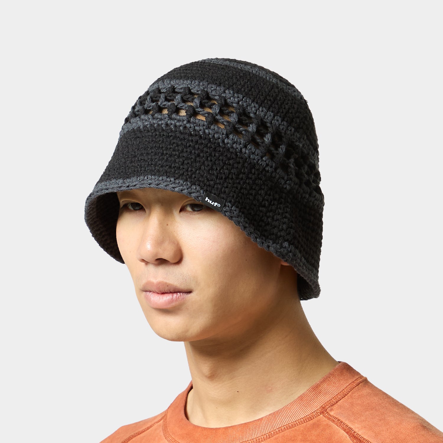 DUAL MESH CROCHET HAT / BLACK
