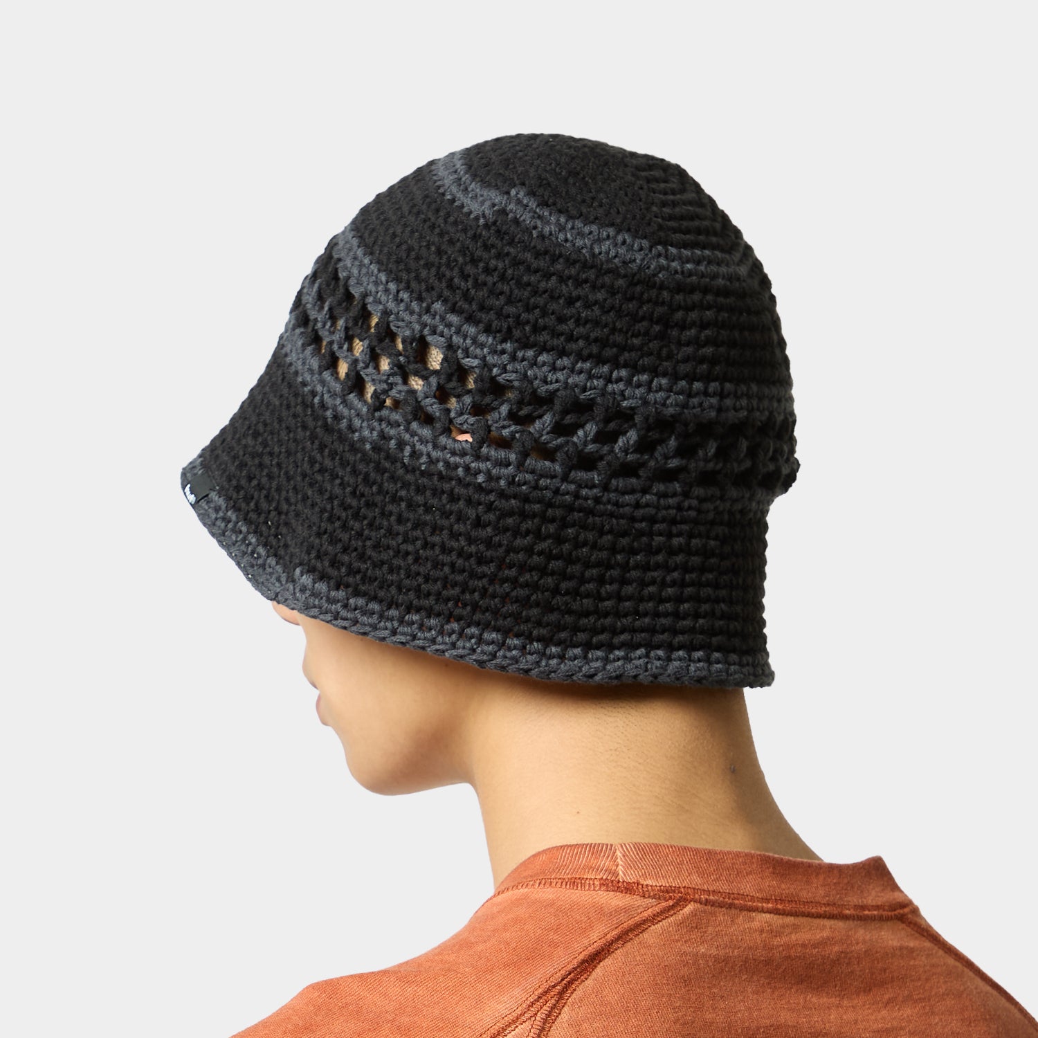 DUAL MESH CROCHET HAT / BLACK