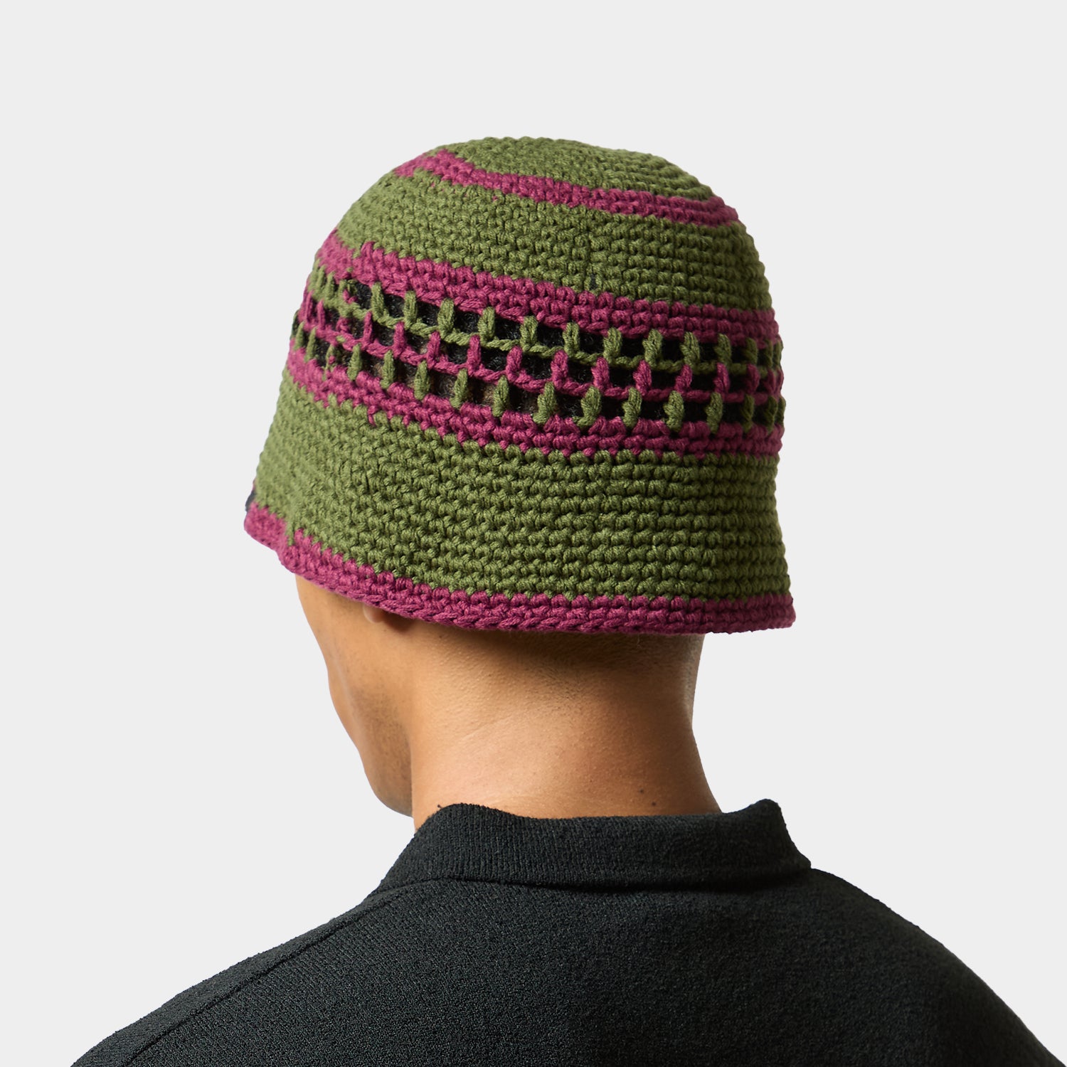 DUAL MESH CROCHET HAT / OLIVE