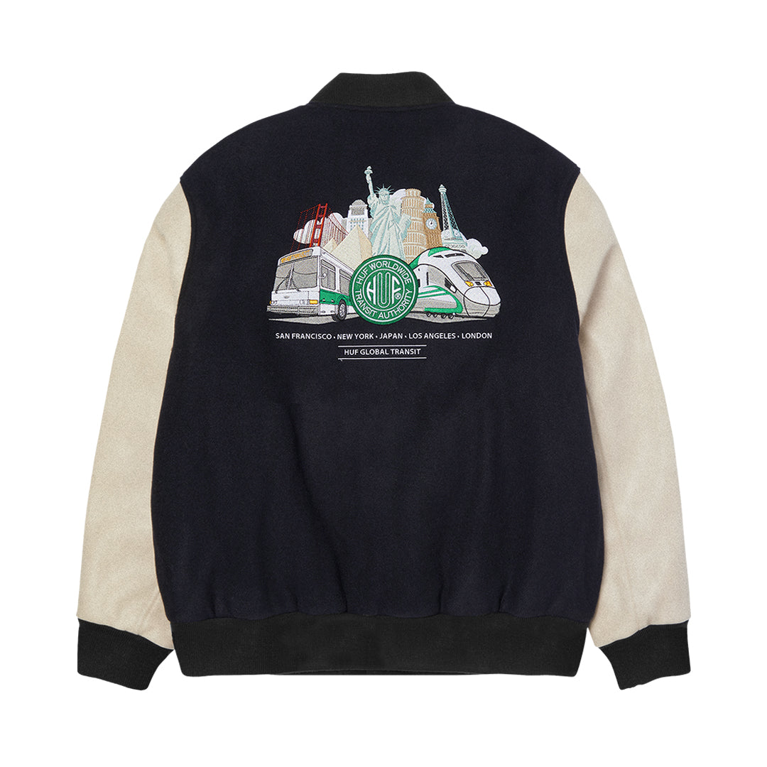 GLOBAL TRANSIT VARSITY JACKET  / NAVY