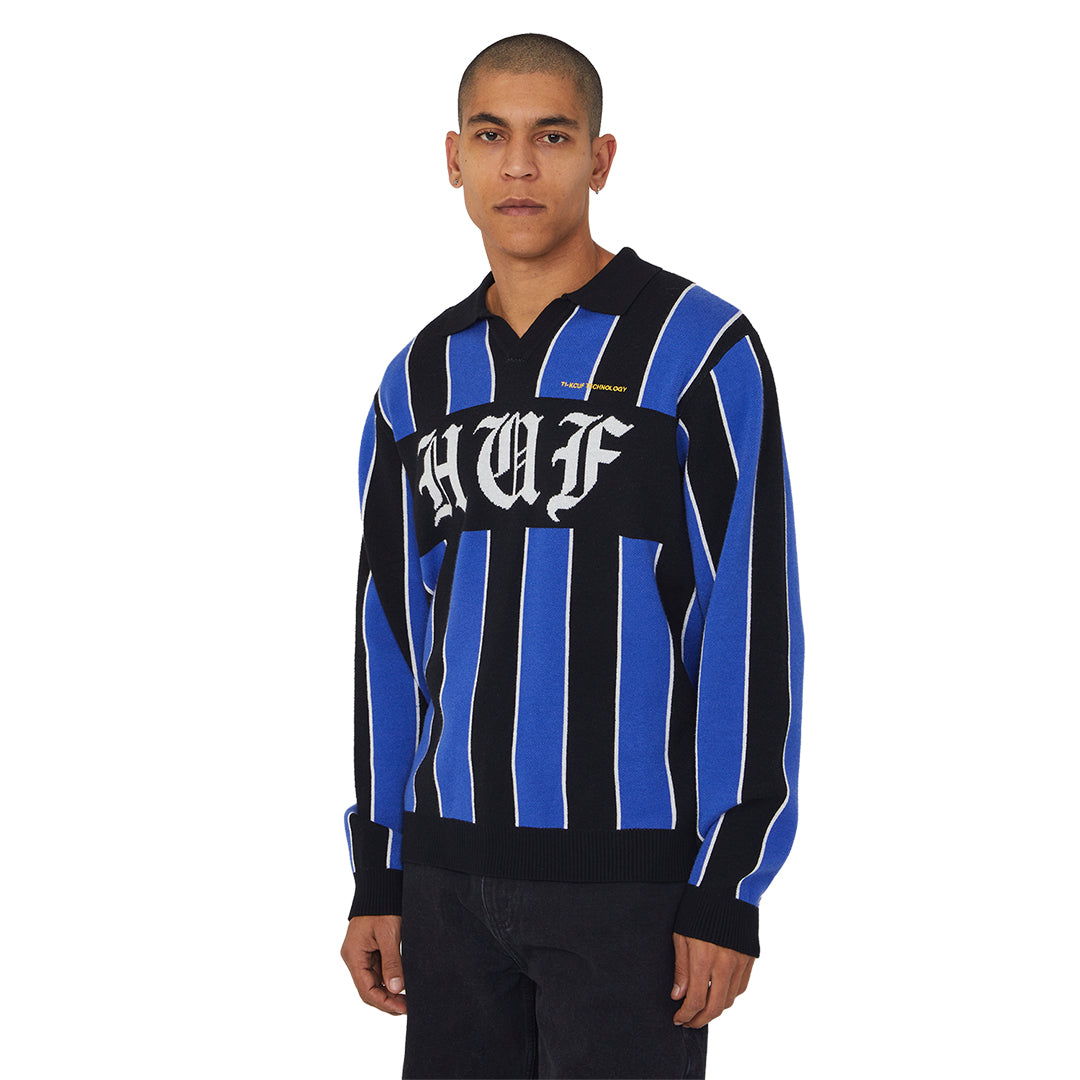 HUF WORLDWIDE（ハフ ワールドワイド）| MIDFIELD JERSEY SWEATER / ELECTRIC BLUE | スノーボード・スケートボードのTACTICS JAPAN