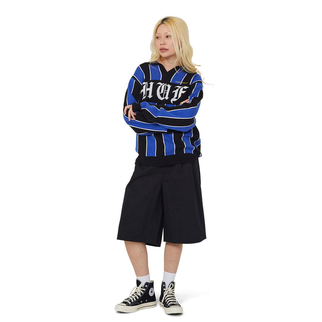 HUF WORLDWIDE（ハフ ワールドワイド）| MIDFIELD JERSEY SWEATER / ELECTRIC BLUE | スノーボード・スケートボードのTACTICS JAPAN